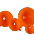 Orange Four Pack Plastic Oil Funnel Set for Auto and Kitchen Use with Shielded Tube Wide Mouth for Easy Pouring Car Oil Gas Lubricants