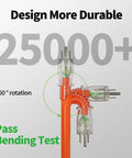 100 Ft 12/3 Outdoor Extension Cord Waterproof Heavy Duty With Lighted End demonstrating flexible 360-degree rotation bend test.