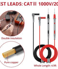 25 Piece Silicone Multimeter Leads Kit With Replaceable Probes CAT III 1000V 20A displayed with red and black cables.