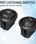 12V Round Rocker Switch On Off SPST Prewired 2 Pin DC Power Toggle For Car Stereo Marine Boat RV Truck Panel Mount