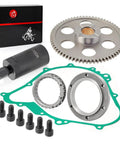 Flywheel Puller And Starter Clutch Kit With Idler Gear, One Way Bearing, And Gasket For Yamaha Grizzly Kodiak 400 450 ATV