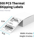 4x6 Direct Thermal Shipping Labels Fanfold Pack Of 500 With Ultra Strong Adhesive, Commercial Grade Quality, Crisp Barcodes