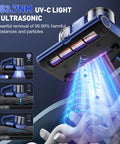 Beast Mode Mattress Vacuum Cleaner With 16KPa Suction 253.7nm UVC Light Ultrasonic Heat 500W Handheld Bed Vacuum showing UV-C light