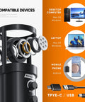 Studio Recording Microphone With Isolation Shield, Pop Filter And Metal Tripod Stand, Plug And Play USB Mic compatibility info