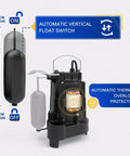 One Third Horsepower Submersible Sump Pump For Basements And Sewage Drainage with auto float switch and thermal protection