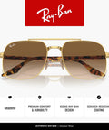 Unisex RB3699 Square Sunglasses With Gold Frame And Brown Gradient Lenses, 56mm, Nonpolarized Full Rim Design For Everyday Cool