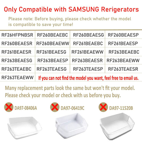 Right Side Refrigerator Door Shelf Replacement model compatibility chart with incorrect shelf bin options for certain part numbers.