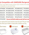 Image showing compatibility list for 2 Pack Right Side Refrigerator Door Shelf Bin Replacement For Samsung RF263 Series AA RF263TEAESG.