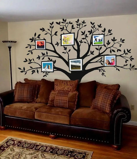 Epic Family Tree Wall Decal For Home Decor, Massive Vinyl Tree Sticker 220 X 250 Cm In Black, Create A Photo Gallery Wall