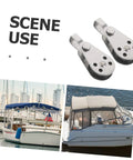Beefy Heavy Duty Stainless Steel Pulley Block Set For Boats Kayaks And Yachts, Smooth Bearing Wheel For Rope And Cable shown in boating scenes