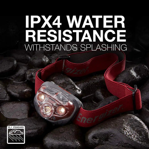 Pro-315 LED Headlamp With IPX4 Water Resistance All Weather Hands Free Light For Outdoors Camping Running Storm Survival Emergency LED Flashlight Batteries Included on wet rocks