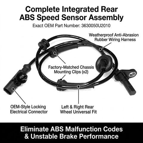 Top Shelf Rear Left Abs Wheel Speed Sensor Oem Replacement For Heyue Anti Lock Brake System showing wiring harness and connectors.