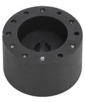 Top Tier Marine Boat Steering Wheel Hub Adapter 6 Bolt Pattern Fits Three Quarter Inch Tapered Keyway Shaft, black, close-up view.