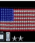 Patriotic Flag Curtain Lights With Stars 6 Ft By 3.5 Ft Outdoor Indoor Waterproof LED String Lights For Fourth Of July Parties 260 LEDs