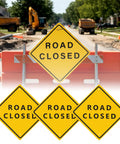 3 Pack Aluminum Road Closed Signs 24 Inch By 24 Inch Pro Grade Reflective Laminated Material With Pre Drilled Holes