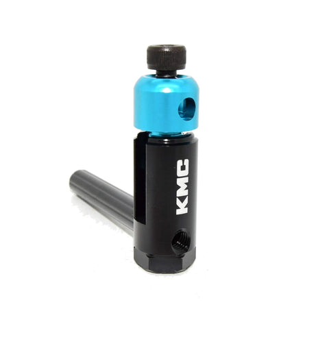 Ultra Compact Bike Chain Tool For All Speeds Including 12 Speed With Pin Directed Force, aluminum pocket-sized tool, black and blue design