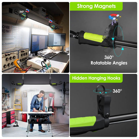 Magnetic Underhood LED Work Light 2000 Lumens Cordless with 5200mAh Rechargeable Battery installed in garage