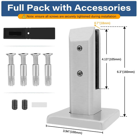 4 Pack Heavy Duty T304 Stainless Steel Square Glass Railing Spigots Frameless Clamp Brackets For Pool Fence Deck