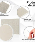 Product details of Honeycomb Ceramic Soldering Boards Set With 2 Round And Rectangle Boards And 20 Stainless Steel Needles For DIY Jewelry Making Melting And Casting Gold Tools showing board sides and needle close-up.