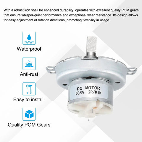 Slow Speed 5V DC D Shaft Gear Motor JS50T With CW CCW 2 RPM Large Torque For 3D Printers Filament Spool Rotation Display Stand