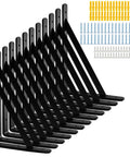 12 Pack 16 By 10 Inch Built Like A Tank Metal L Shaped Shelf Brackets Wall Mounted with hardware for shelving and storage