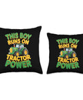 Tractor Power Farm Throw Pillow For Boys And Farmers, Double Sided Print, 100 Percent Polyester Fabric, This Boy Runs Design.