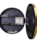 Open Hidden Compartment Wall Clock Safe With Thickened 10 Inch Plastic Case showing cash, jewelry, and keys inside.