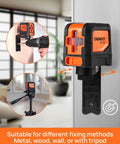 Self Leveling Laser Level 50ft with 360 Degree Magnetic Mounting Plate mounted on wall and tripod for alignment and tiling