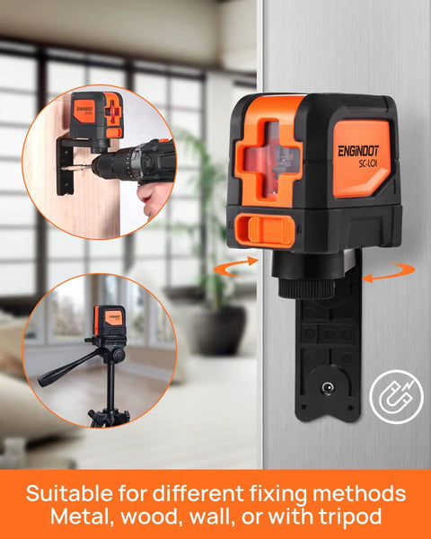 Self Leveling Laser Level 50ft with 360 Degree Magnetic Mounting Plate mounted on wall and tripod for alignment and tiling