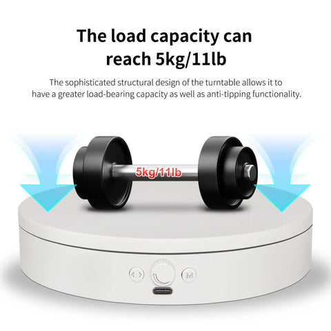 Foxvee 7.87 Inch White Motorized Rotating Display Stand 360 Silent Spinning Turntable adjustable load capacity 5kg