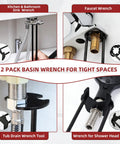 Tight Space Plumbing Tool Set With Basin Wrench And 8 In 1 Faucet Wrench Four Jaw Hex Wrenches for tight spaces in use