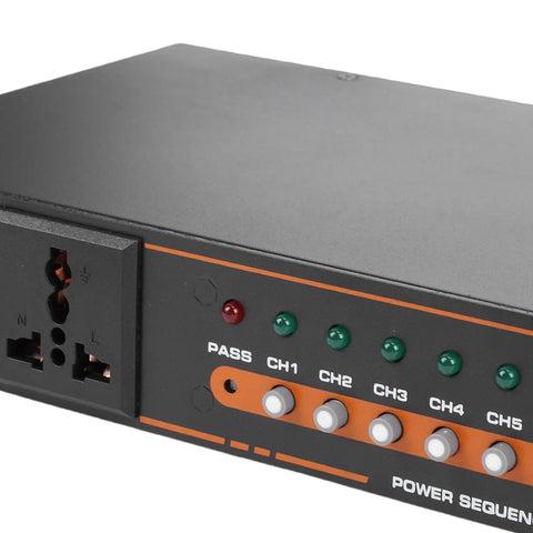 Ten Outlet Power Sequencer Conditioner With USB Charging Port Flips The Power On DJ Consoles And Pro Audio Gear with AC outlets.