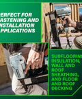 Person using Half Inch Crown Stapler For Insulation Sheathing And Subfloor Install 16 Gauge Nailer with Fast Cylinder Valve