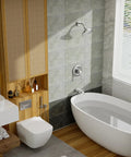 Bathroom with Tub And Shower Faucet Set With Rain Shower Head Chrome Tub Spout Single Handle Trim Kit Valve Included High Pressure Rain Shower For A No Brainer Bath Upgrade