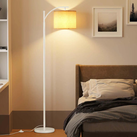 Arc Floor Lamp With Remote Control And Stepless Dimmable Bulb, Tall Gold Standing Lamp With Hanging Shade For Living Room Bedroom Office