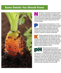 Illustration showing carrot plant with soil detailing plant nutrients and pH information, related to Rapitest pH Soil Tester Kit For Home Gardeners, No Fuss Capsule System With Color Comparator, Quick At Home pH Readings, 10 Tests, Easy Instructions, Perfect For Beginners And Weekend Garden Warriors.