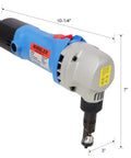 Powerful 500W Electric Sheet Metal Nibbler Cutter, 10.25x7x3 inches, for cutting 16 gauge steel and aluminum.