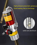 Heavy Duty Pneumatic Grease Pump For 55 Gallon Drums With 16 Ft Rugged Hose showing high pressure design and aluminum construction.
