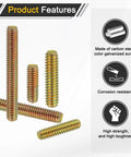 16 Pack Fully Threaded Rods 5/16 Inch UNC Thread 2-3/4 Inch Length Zinc Plated Silver Carbon Steel For Furniture Mounting Heavy Duty Hardware