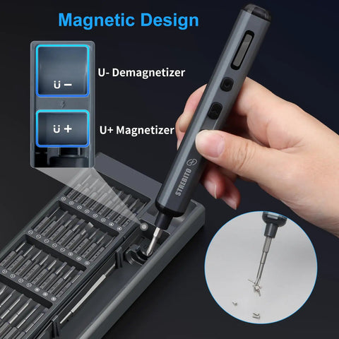 Mini Electric Screwdriver Kit With 70 In 1 Bits, 64 S2 Precision Bits, 5 Torque Settings, 4 LED Lights, Pocket Size Power Screwdriver