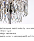 Close-up of crystal lampshade from Crystal Table Lamp With Touch Control And USB Ports 3 Way Dimmable Glam Desk Light In Silver Finish
