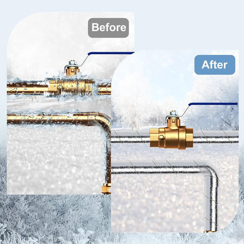 Before and after using Foil Backed Fiberglass Pipe Wrap For Outdoor Use, durable protection against freezing weather.