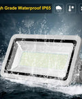 Top Shelf Industrial Grade 500W LED Flood Light Cranks Out 55000 Lumens Blazing Bright Cold White Glow Outside Security IP65 waterproof design.