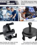 Heavy Duty Harmonic Balancer Puller Kit For Crank Pulley Removal With A Zero Hassle Clip Grip shows clip design and locking mechanism.
