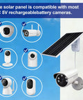 Eco Friendly 3W 5V Monocrystalline Solar Panel With Type C Interface, IP66 Waterproof Outdoor Charger displayed with cameras