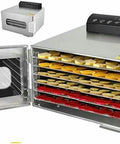 Stainless Steel Food Dehydrator Electric Snack Dryer Machine For Fruit Vegetable Herb Meat Jerky Maker Low Temp Drying with trays of dried fruit