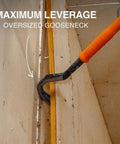 36 Inch Gooseneck Wrecking Bar With Nail Puller Heavy Duty Forged Carbon Steel Pry Bar for Demolition showcasing maximum leverage.