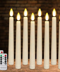 8 Piece Flameless Taper Candles With Two Remotes And Timer Eight Inch 3D Wick Floating Flicker Led Window Candles Battery Operated