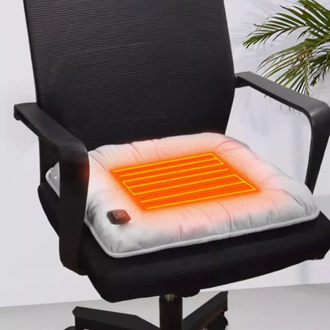 Cozy Brown Heated Seat Pad With Soft Plush Cushion For Office Chair At Home Or Work Featuring 3 Adjustable Heat Settings