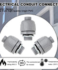 Rock Solid Heavy Duty 1/2 Inch Liquid Tight Connector Fitting Set showing gray PVC electrical conduit connectors for durable installation.